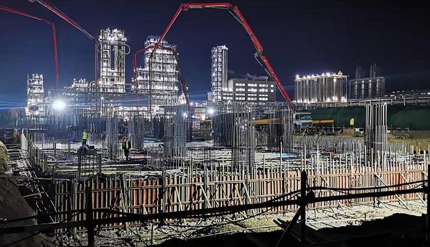 中建安裝新材料與氫能源丙烷脫氫設(shè)備Ⅱ項目土建基建施工基本完成